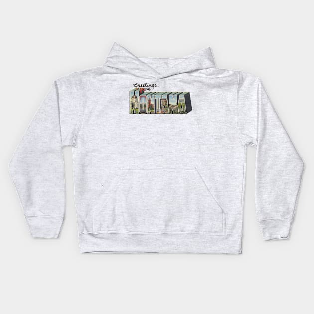 Greetings from Montana Kids Hoodie by reapolo